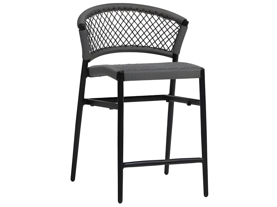 Ria Stackable Aluminum Rope Counter Stool in Grey and Black