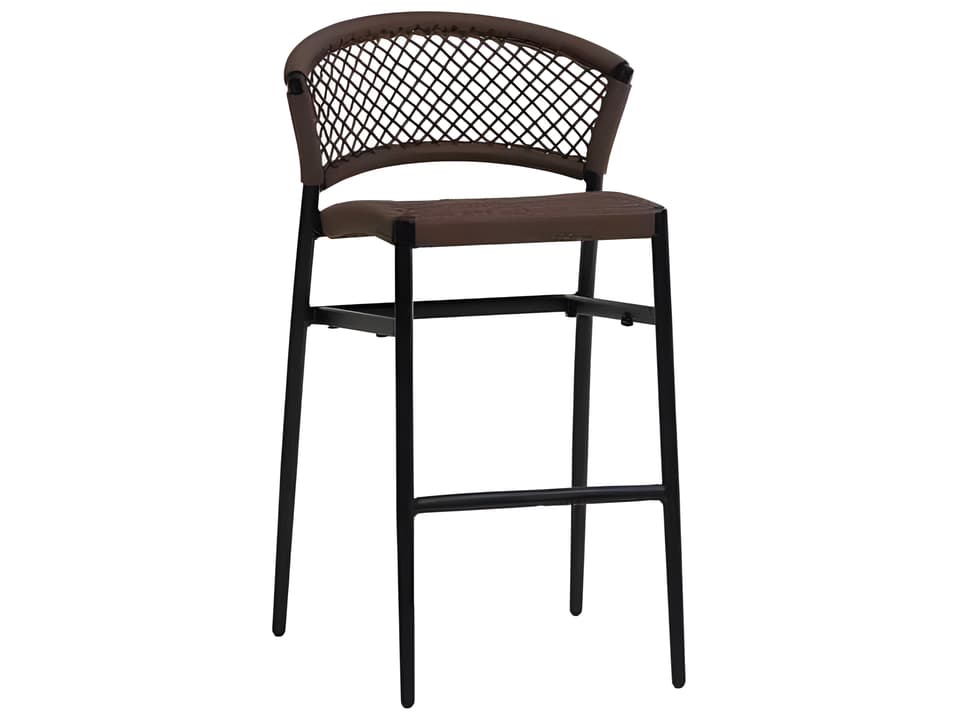 Ria Silver Black Aluminum Rope Bar Stool