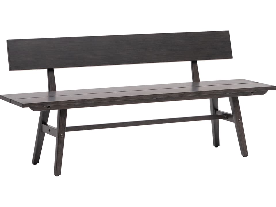 Canbria Outdoor Aluminum Bench with Back in Rusty Umber