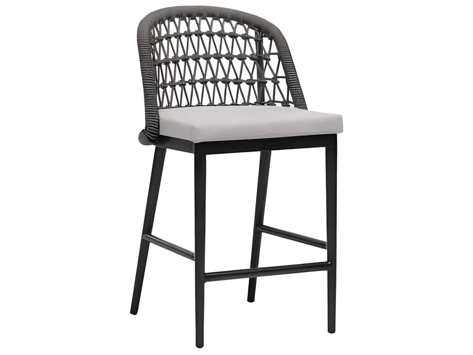 Poinciana Outdoor Aluminum and Durarope Counter Stool with Quick-Drying Cushion