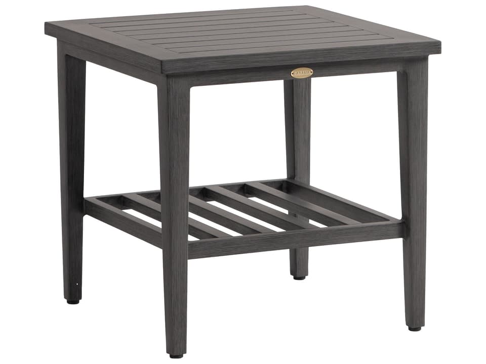 Cabo San Lucas Square Outdoor End Table in Opal Grey Powder-Coated Aluminum