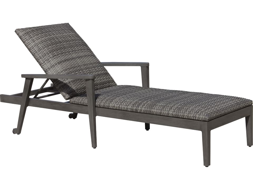 Cabo San Lucas Wicker Chaise Lounge in Pewter and Opal Grey Aluminum