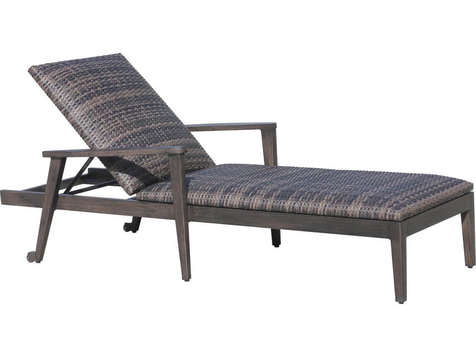 Cabo San Lucas Adjustable Aluminum Wicker Chaise Lounge in Rusty Umber and Wild Truffle