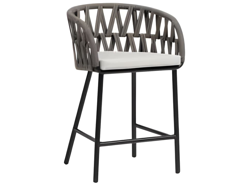 Hamptons Outdoor Counter Stool in Diva Night Aluminum and Stone Durastrap Weave