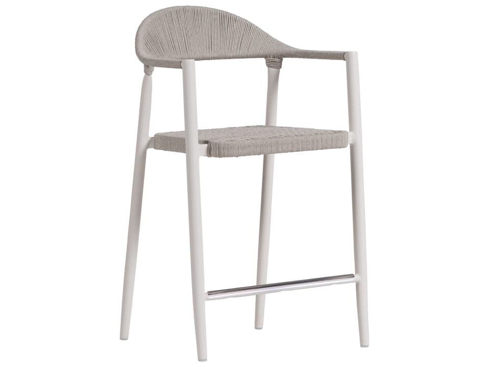 Ballina White Aluminum Rope Counter Stool with Arms