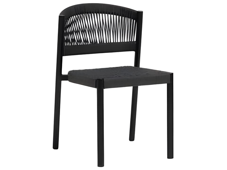 Naples Aluminum Dining Side Chair with Charcoal Durarope in Diva Night