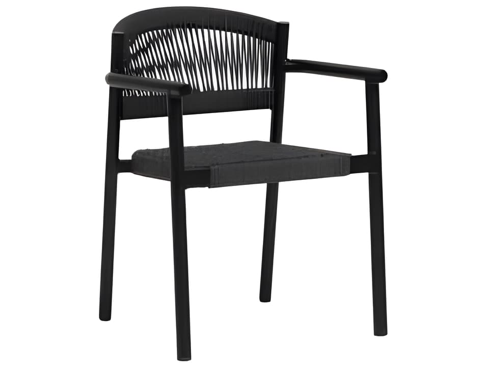 Naples Aluminum Durarope Dining Arm Chair in Diva Night and Charcoal