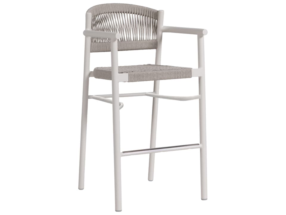 Naples Armless Bar Stool in White and Oat Milk Durarope