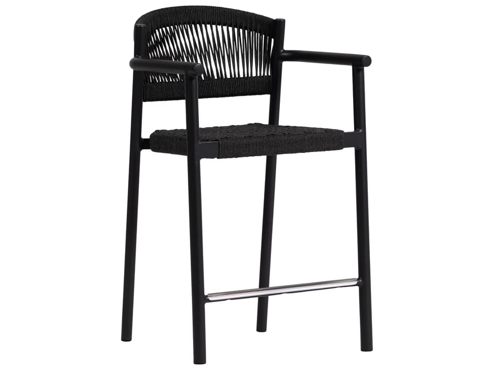 Naples Counter Stool with Arm in Charcoal and Diva Night