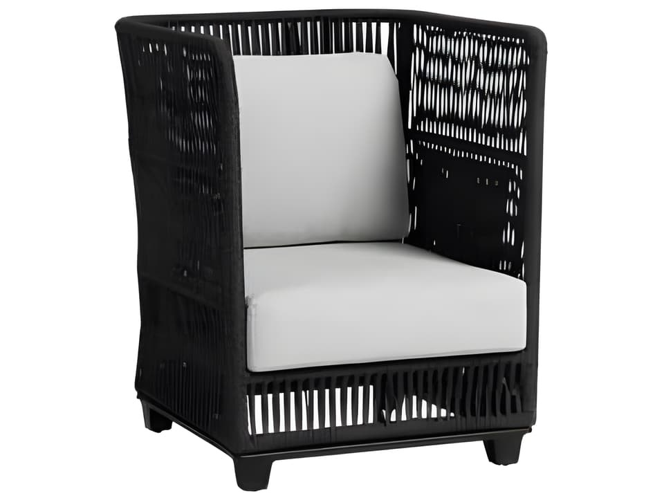 Gemelli Highback Outdoor Lounge Chair in Diva Night Aluminum and Cobblestone Durastrap