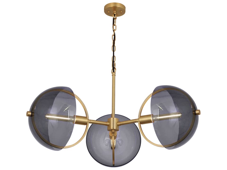 Mavisten Edition Copernica 3-Light Chandelier in Lacquered Burnished Brass