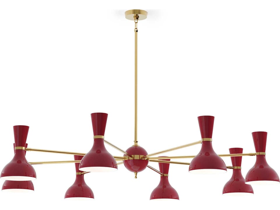 Clare 8-Light Oxblood Red Chandelier with Modern Brass Hardware