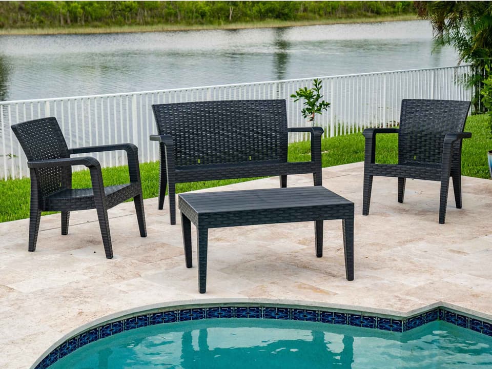 Alaska 4-Piece Anthracite Wicker Outdoor Lounge Set