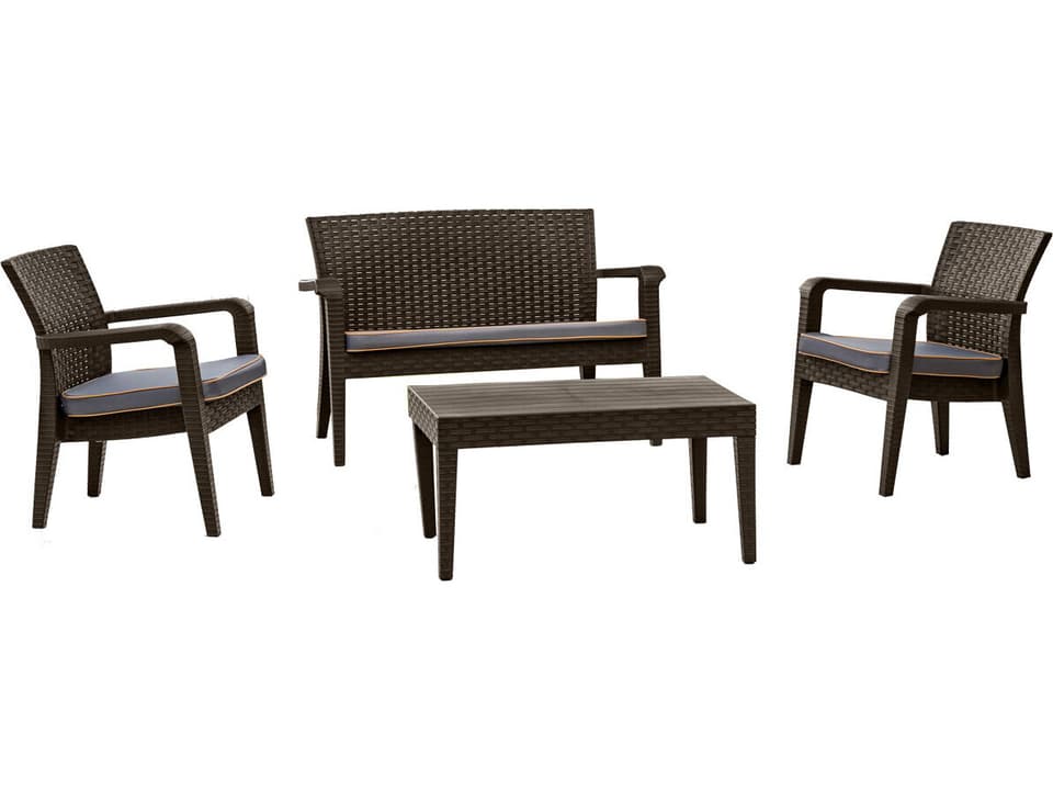 Alaska 4-Piece Resin Wicker Lounge Set with Anthracite Cushions