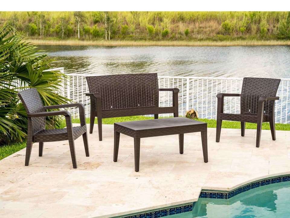 Alaska 4-Piece Brown Wicker Outdoor Lounge Set