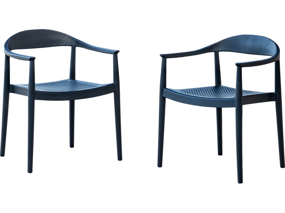 Kennedy Resin Anthracite Stackable Dining Arm Chair Set of 2
