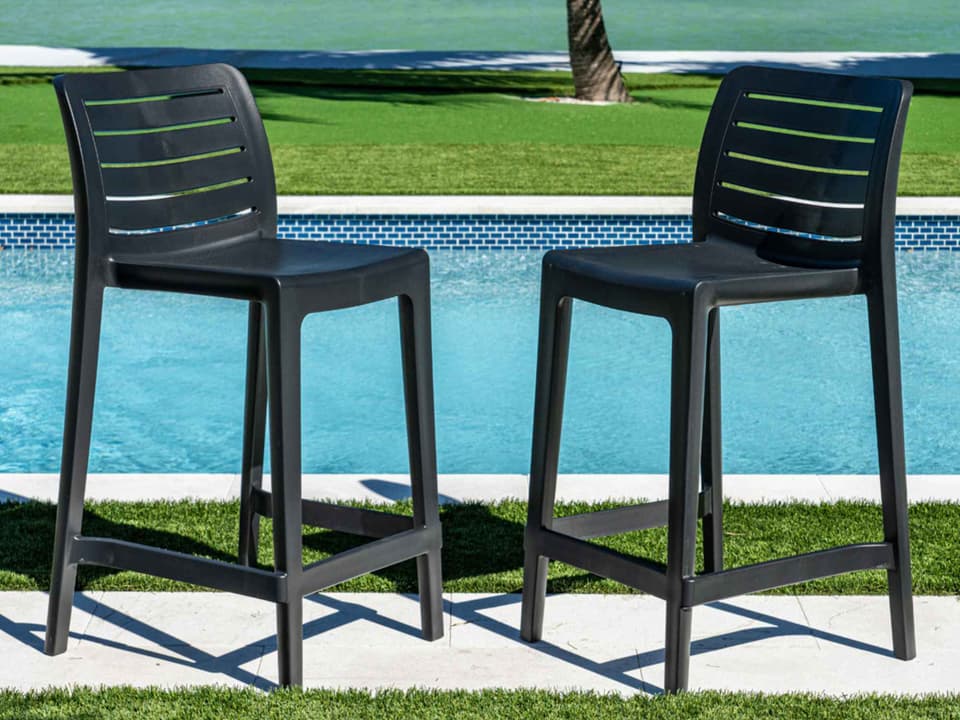 Leva Polypropylene Bar Stool Set of 2 in Anthracite
