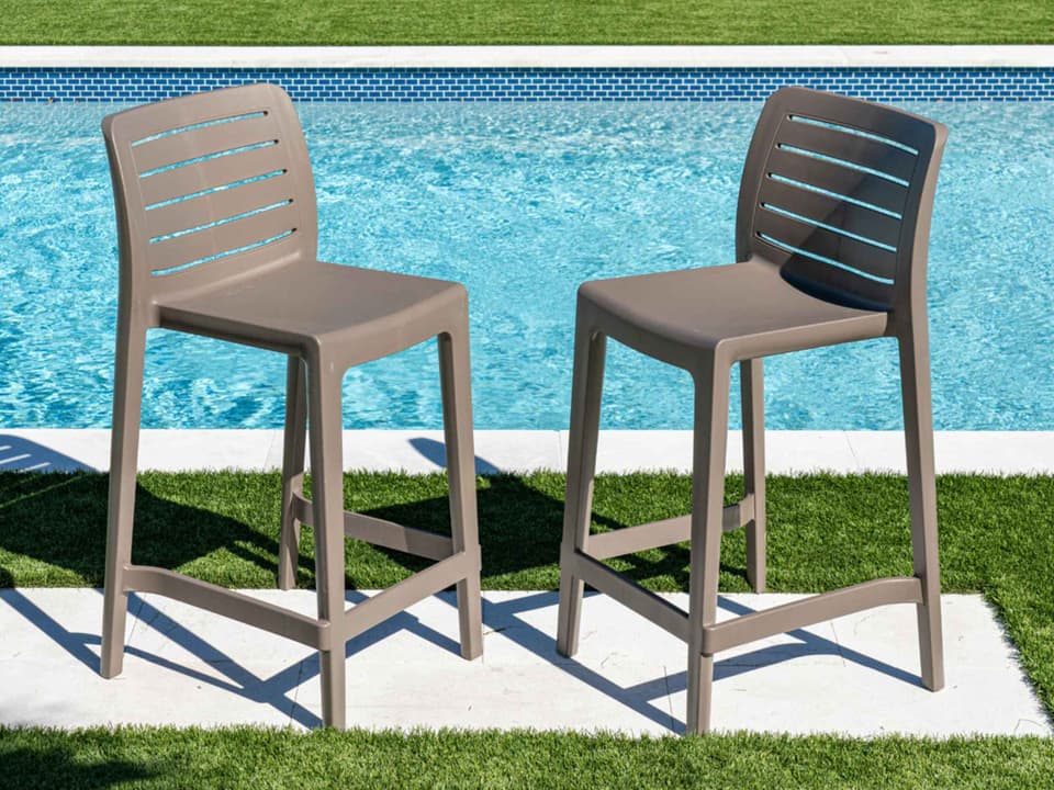 Leva Brown Polypropylene Counter Stool Set of 2