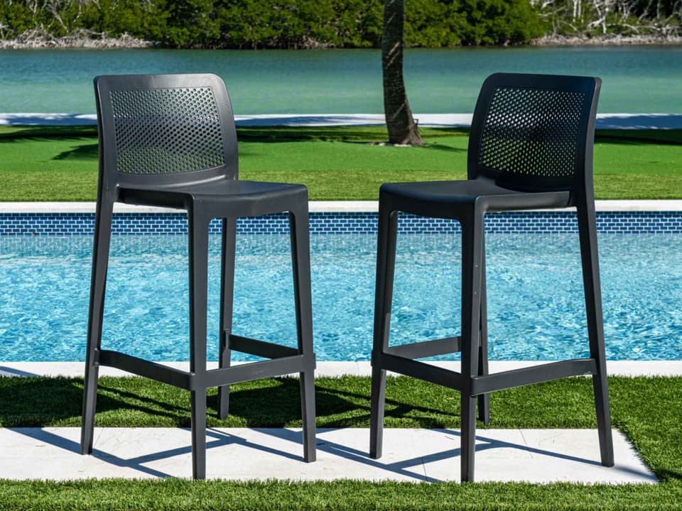Lisa Anthracite Polypropylene Bar Stool Set of 2
