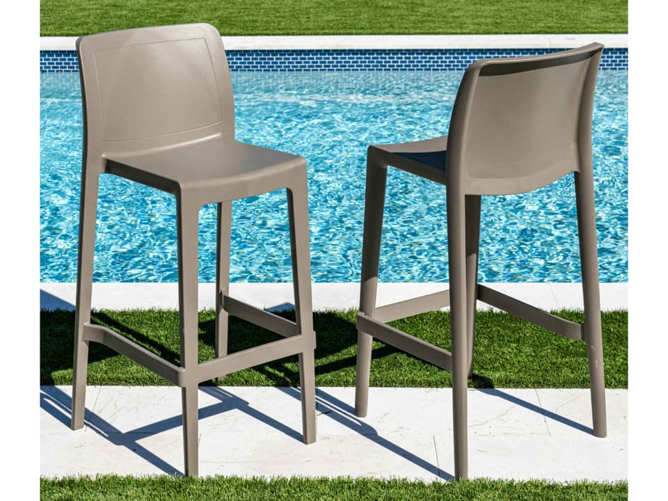 Luna Polypropylene Bar Stool in Brown Set of 2