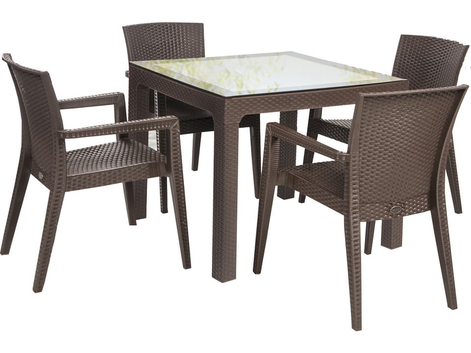 Montana 5-Piece Resin Wicker Dining Set in Brown