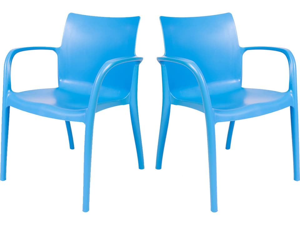 Pedro Stackable Resin Dining Armchair Set of 2 in Blue