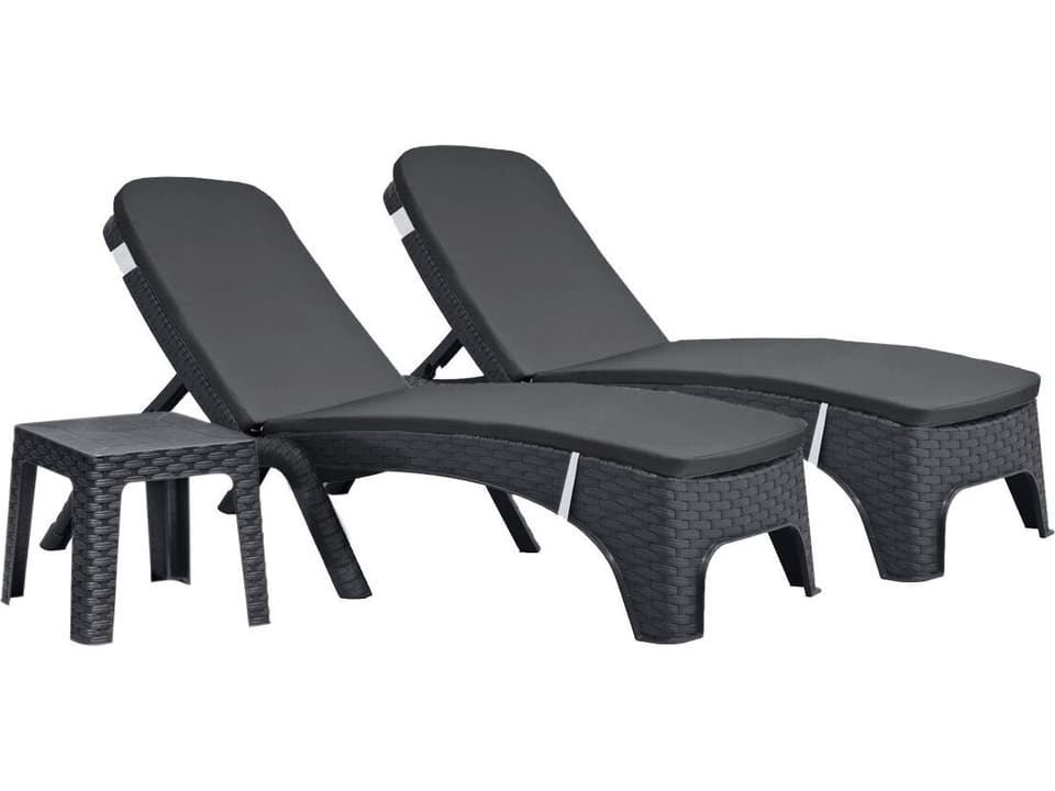 Roma 3-Piece Resin Wicker Lounge Set with Cushions in Anthracite