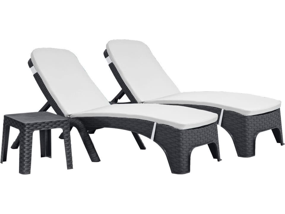 Roma 3 Piece Anthracite Resin Wicker Lounge Set with Cushions