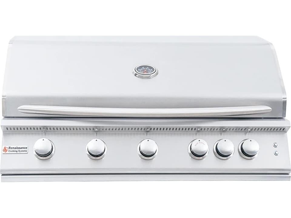 RCS Premier Series 40 Inch 5-Burner Built-In Propane Gas Grill with Infrared Burner and LED Lights