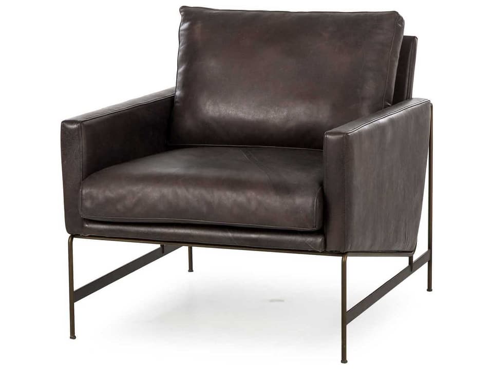 Vanessa Destroyed Black Leather Club Chair