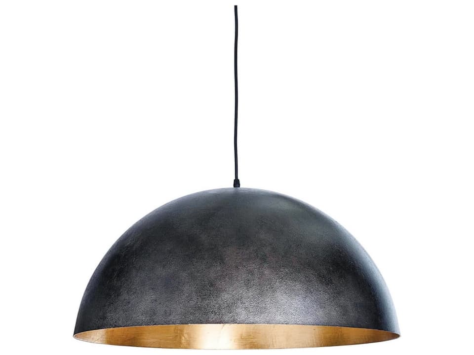 Sigmund Dome Pendant Light in Blackened Steel with Gold Interior