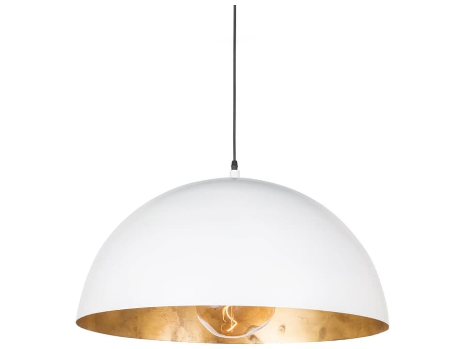 Sigmund Large Dome Pendant Light in White and Gold