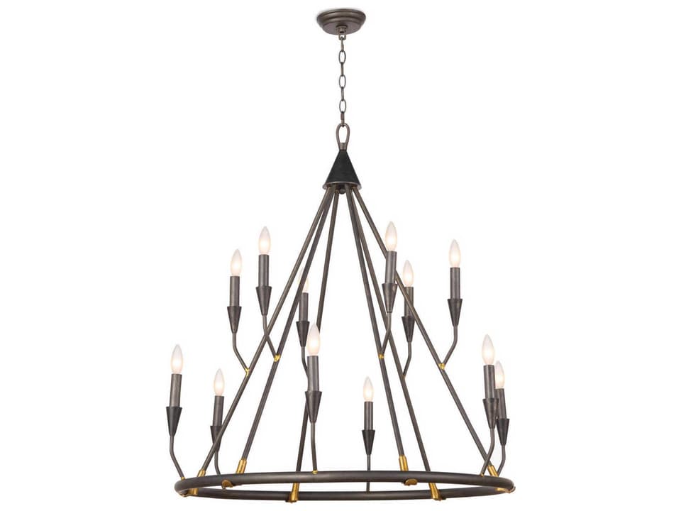 Sierra 12-Light Candelabra Chandelier in Blackened Steel