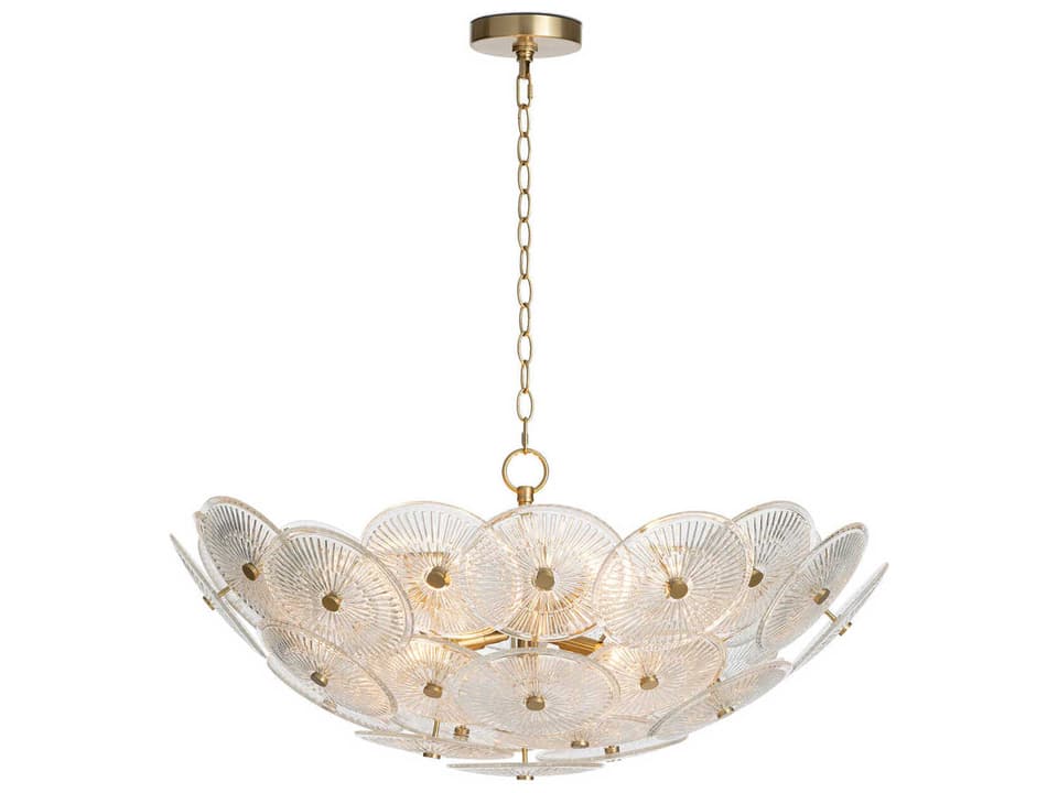 9-Light Holly Chandelier Clear Bowl with Natural Brass