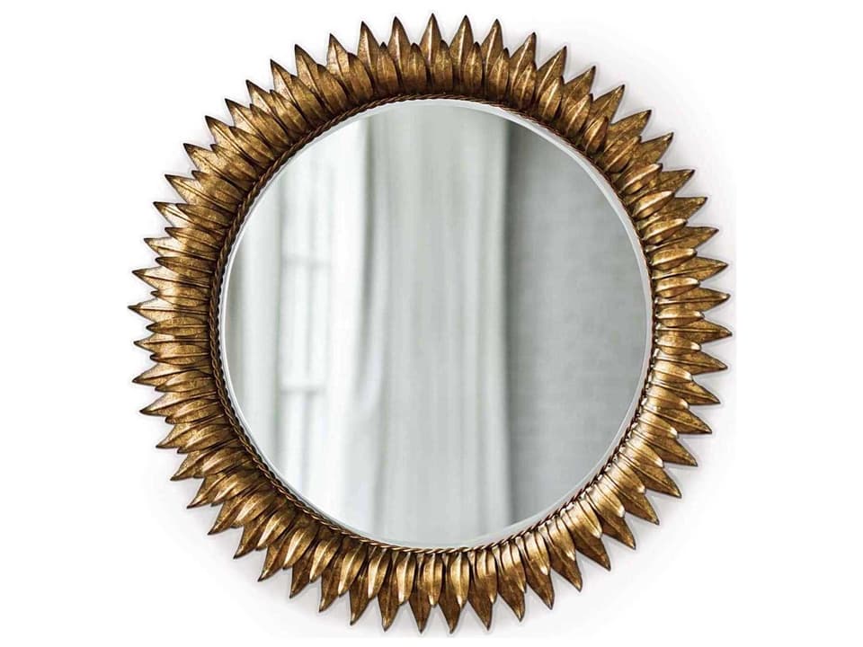 Sun Flower Small Round Wall Mirror in Gold Leaf