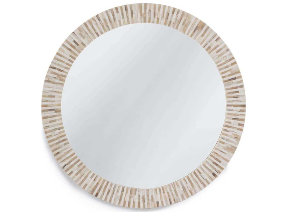 Multitone Natural Bone Tile Round Wall Mirror
