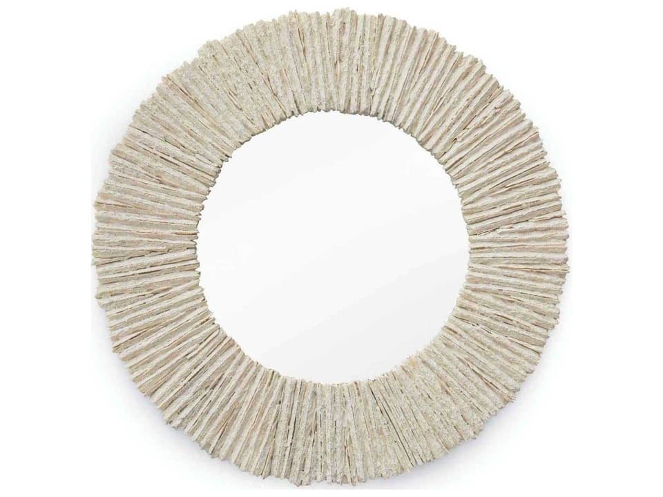 Slate Round Wall Mirror in Natural Finish