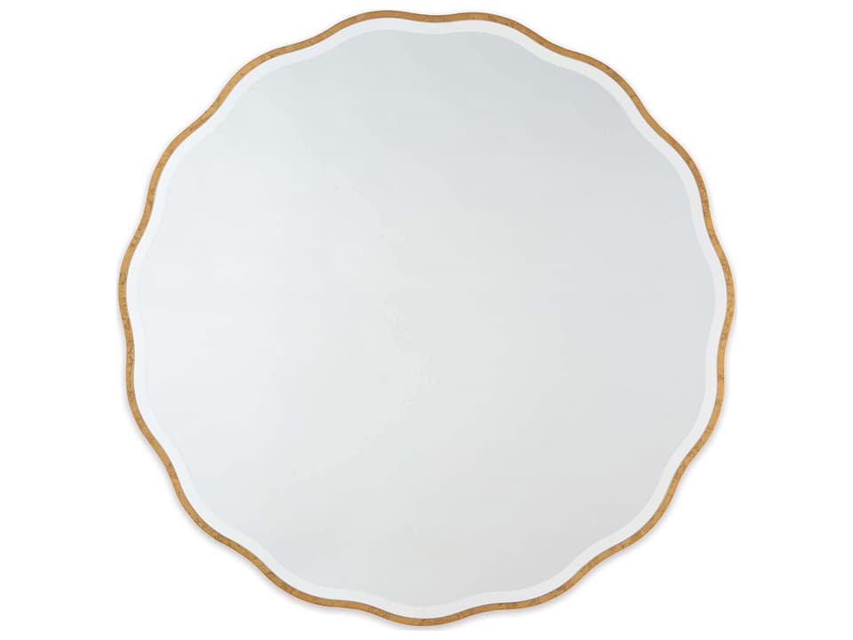 Candice Round Wall Mirror in Gold Leaf