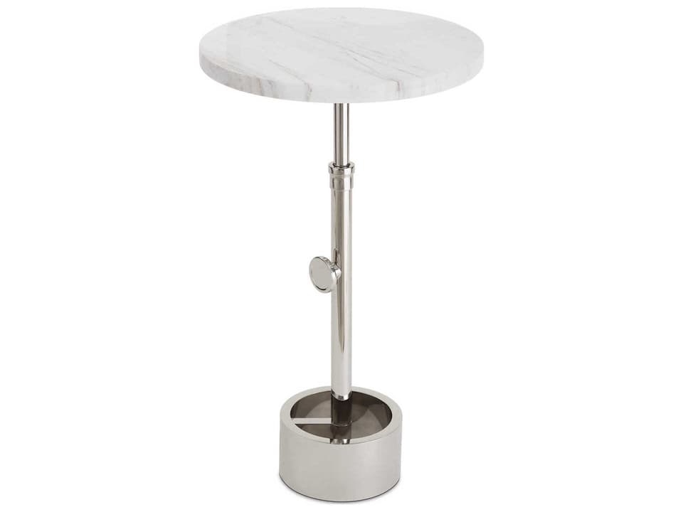 Myles Round Marble Polished Nickel End Table