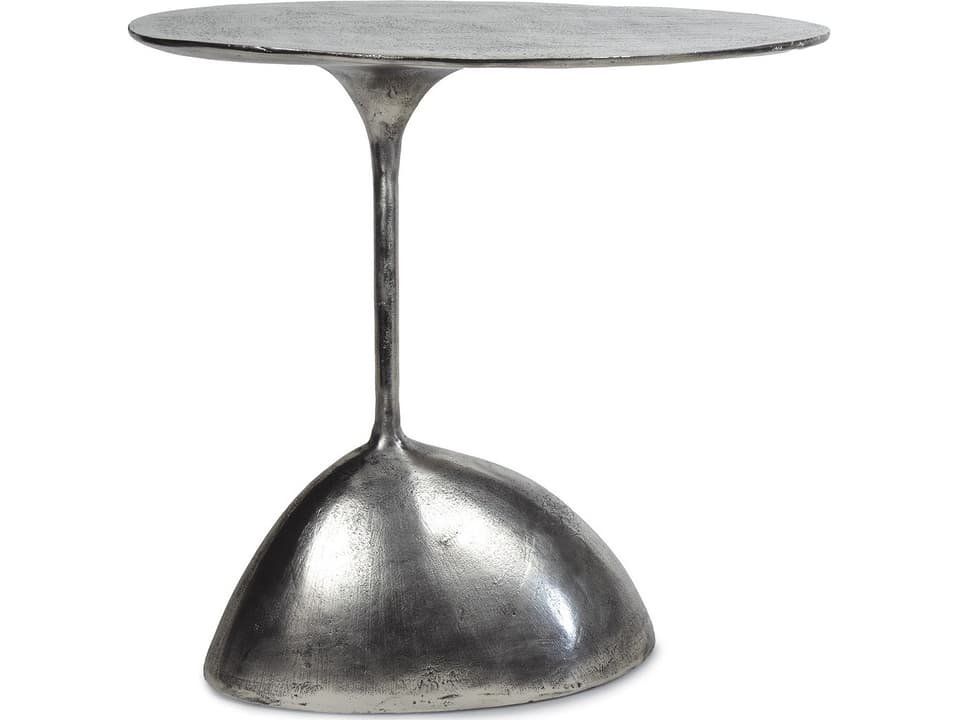 Rizzo Oval Metal Antique Silver End Table