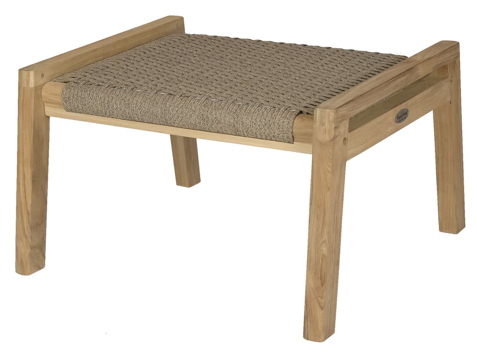 Admiral Teak Outdoor Ottoman with Synthetic Rope