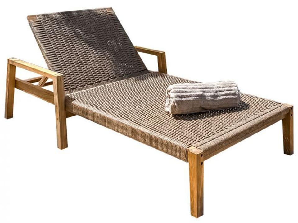 Admiral Teak Sun Lounger with Synthetic Rope in Sand