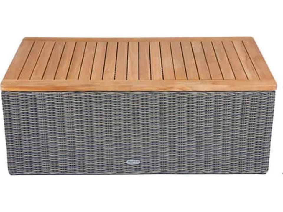 Boca Rectangular All-Weather Wicker Coffee Table with Teak Top