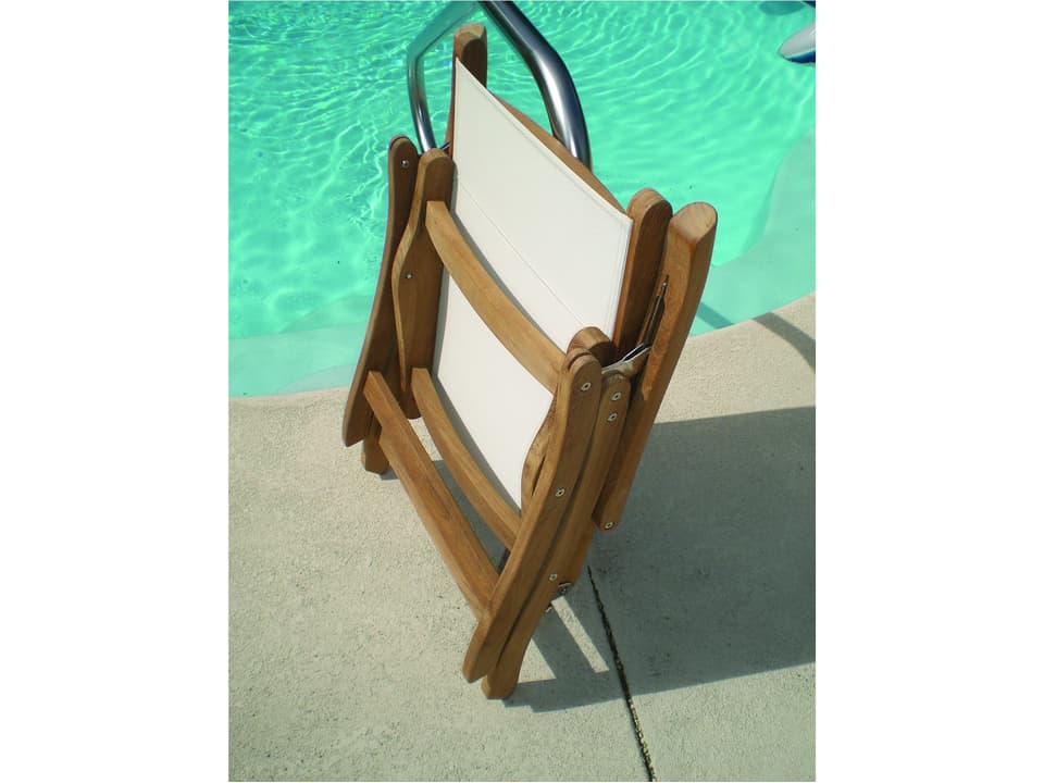 Florida Moss Sling Adjustable Folding Teak Dining Arm Chair