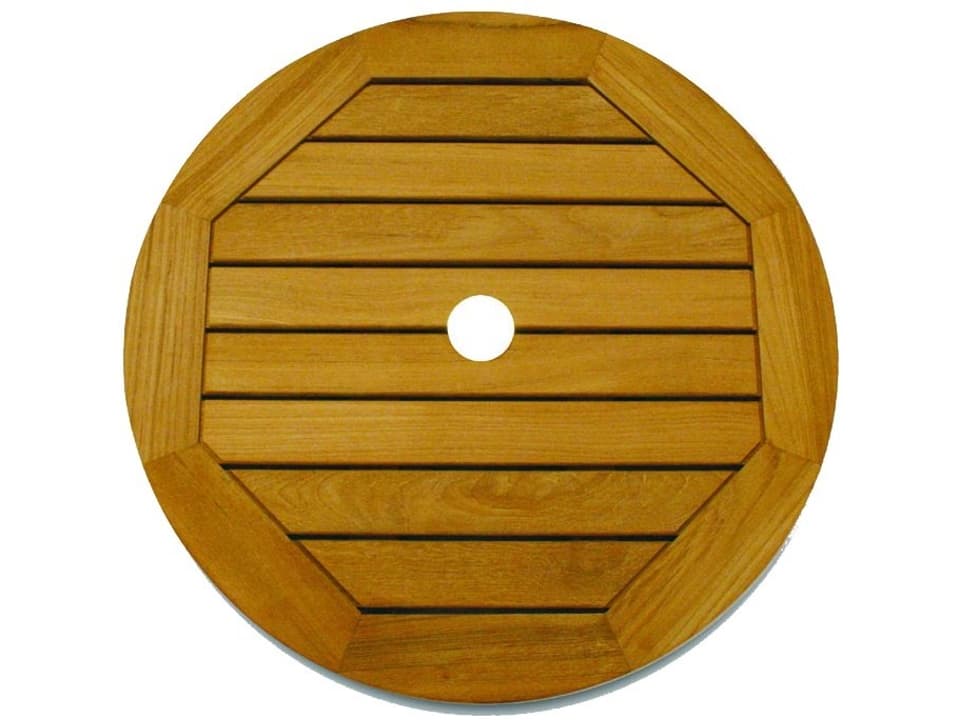 23-Inch Round Teak Lazy Susan with Umbrella Hole