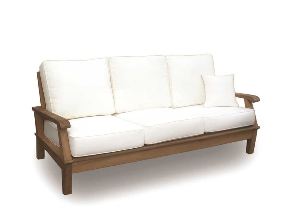Miami 3-Seat Reclining Teak Sofa with Sunbrella Cushions