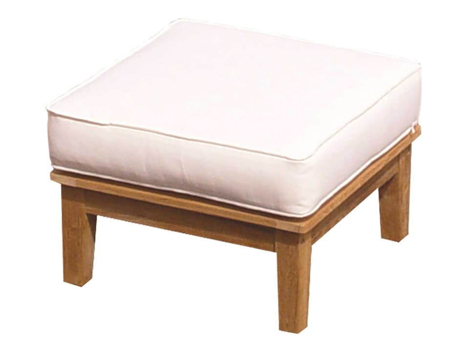Miami Square Teak Outdoor Ottoman with Sunbrella Cushion