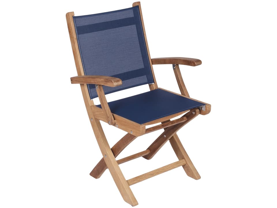 Sailmate Teak Folding Arm Chair with Gray Sling