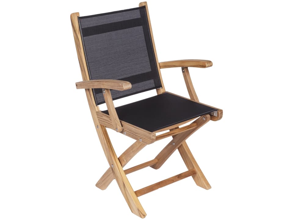 Sailmate Folding Outdoor Teak Dining Armchair with White Sling