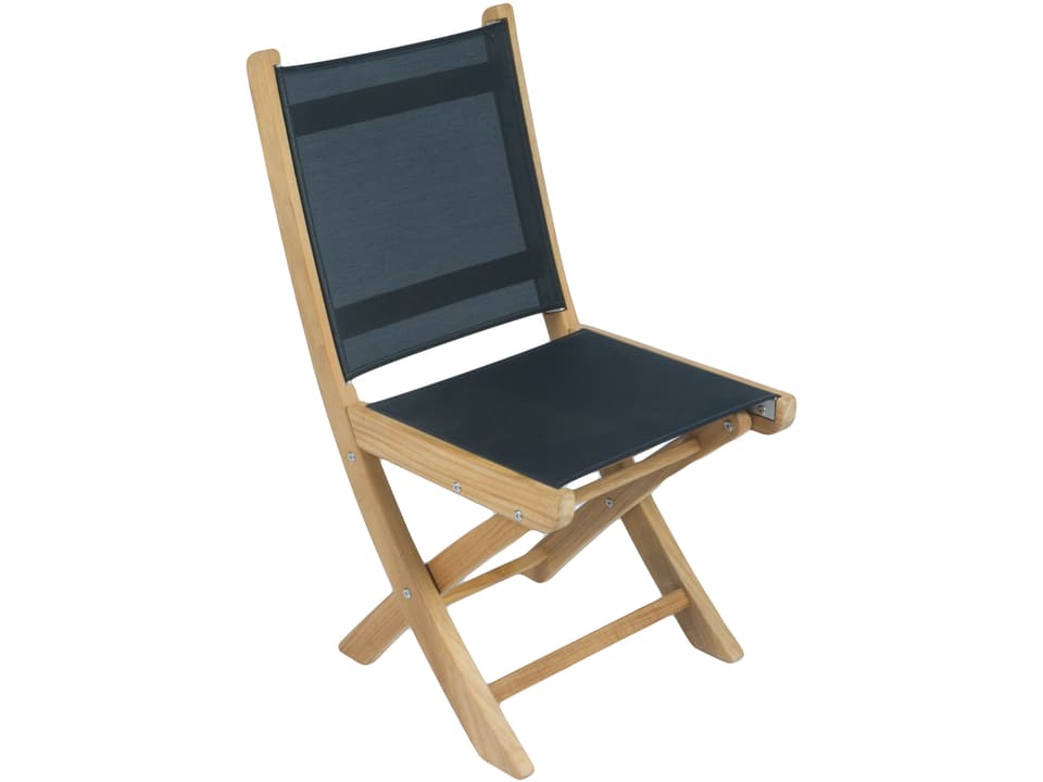 Sailmate Folding Teak Dining Side Chair with White Sling